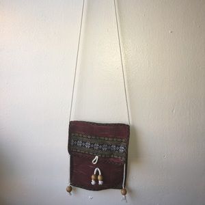Burgundy Crossbody  Knit Bag